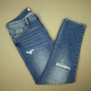 Flying Monkey High Waist Mom Crop Jeans Women's Size 29 Distressed Medium Wash